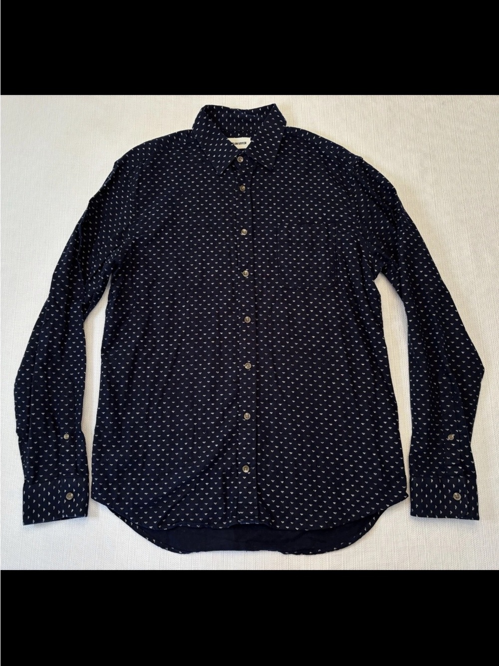 Taylor Stitch Men’s 42 California Indigo-Dyed Pyramid Print Long Sleeve Shirt